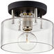 Bergamot Station 1 Light 9 inch Carbide Black and Polished Nickel Semi Flush Ceiling Light