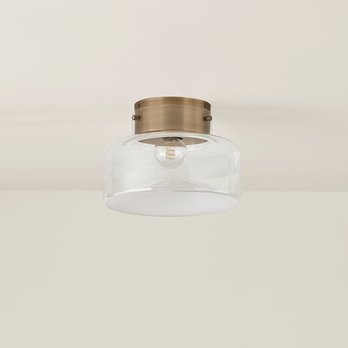 Bellow 1 Light 13 inch Patina Brass Flush Mount Ceiling Light