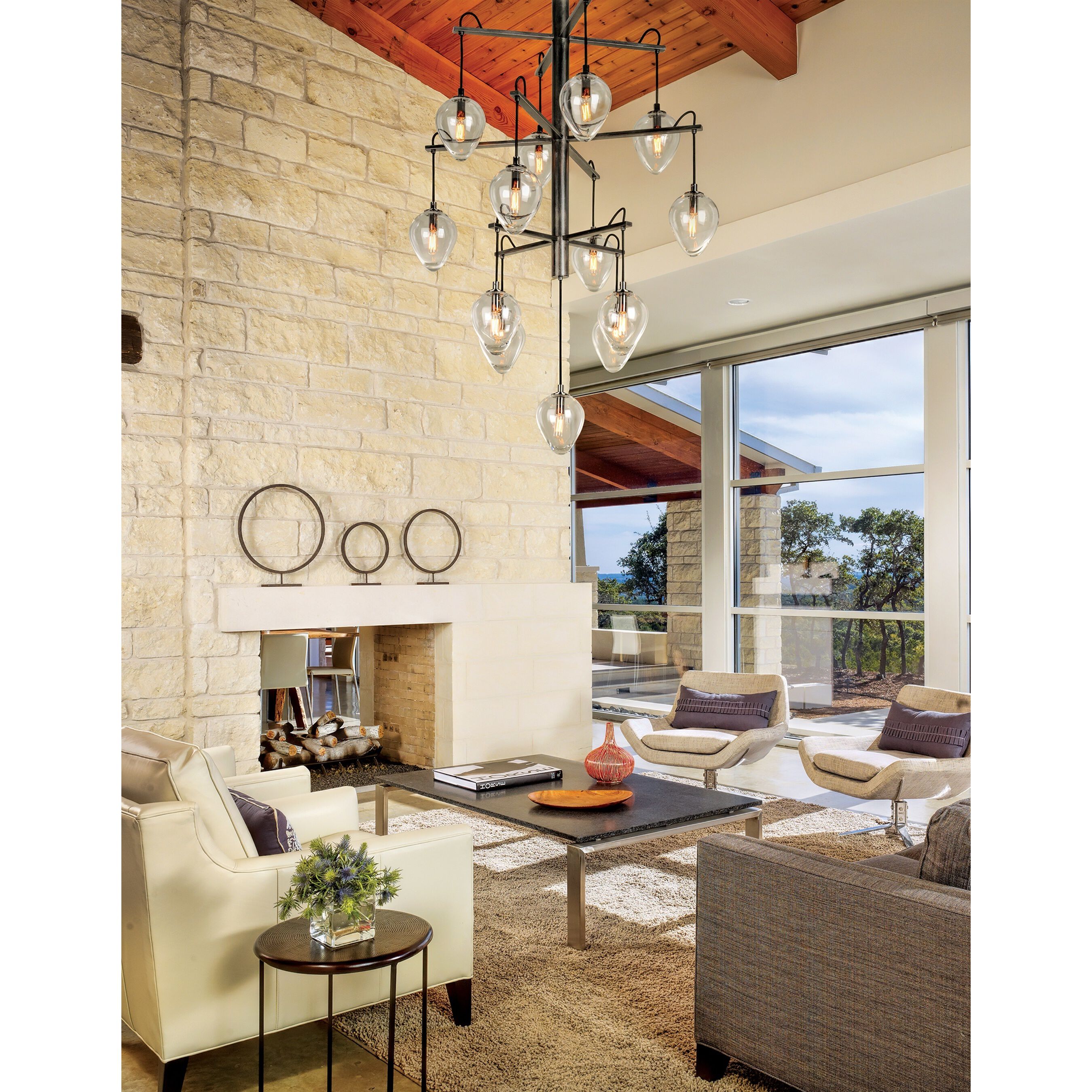 Troy Lighting F6208-GRA/BCR Brixton 13 Light 36 inch Gun Metal With Smoked  Chrome Chandelier Ceiling Light