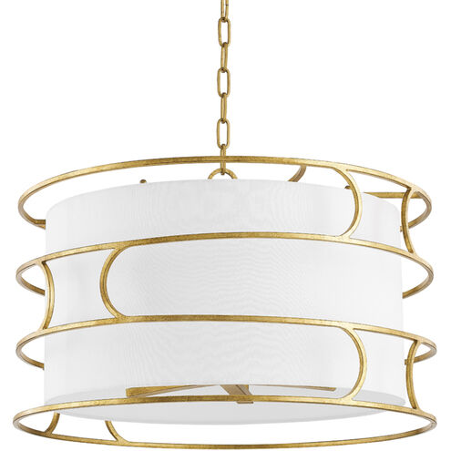 Reedley 5 Light 25 inch Vintage Gold Leaf Chandelier Ceiling Light