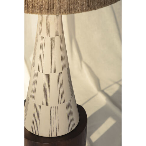 Palma 30 inch 15.00 watt Patina Brass/Ceramic Graphic White Table Lamp Portable Light