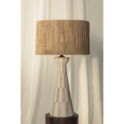 Palma 30 inch 15.00 watt Patina Brass/Ceramic Graphic White Table Lamp Portable Light