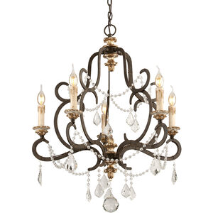 Bordeaux 5 Light 27.5 inch Parisian Bronze/Distressed Gold Leaf Chandelier Ceiling Light