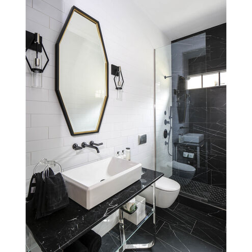 Raef 1 Light 7 inch Textured Black & Polish Nickel Wall Sconce Wall Light