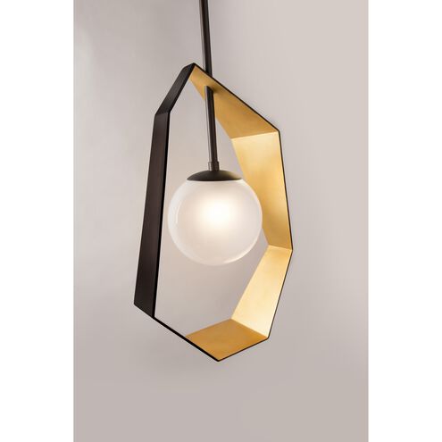 Origami LED 12 inch Bronze With Gold Leaf Chandelier Ceiling Light, Frosted Clear Glass