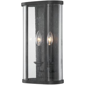 Chace 2 Light 16 inch Forged Iron Outdoor Wall Sconce, Medium