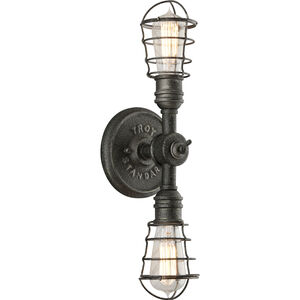Conduit 2 Light 6 inch Old Silver Wall Sconce Wall Light
