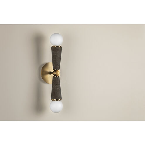 Dax 2 Light 5 inch Patina Brass Wall Sconce Wall Light