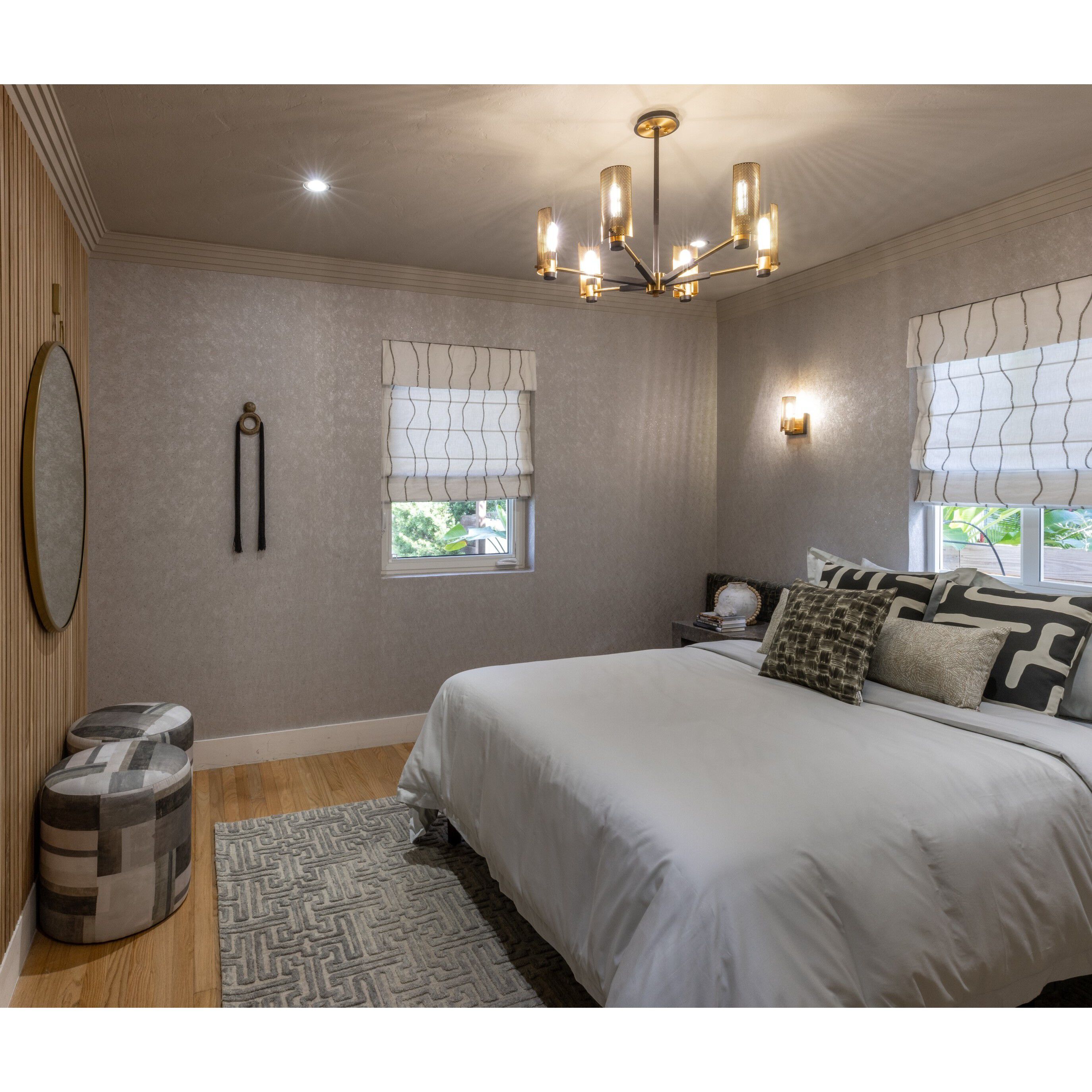 Pilsen 6 Light 30 inch Modern Bronze And Aged Brass Chandelier Ceiling Light