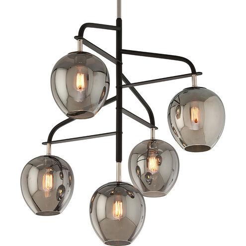 Odyssey 5 Light 35.5 inch Textured Black and Polished Nickel Chandelier Ceiling Light