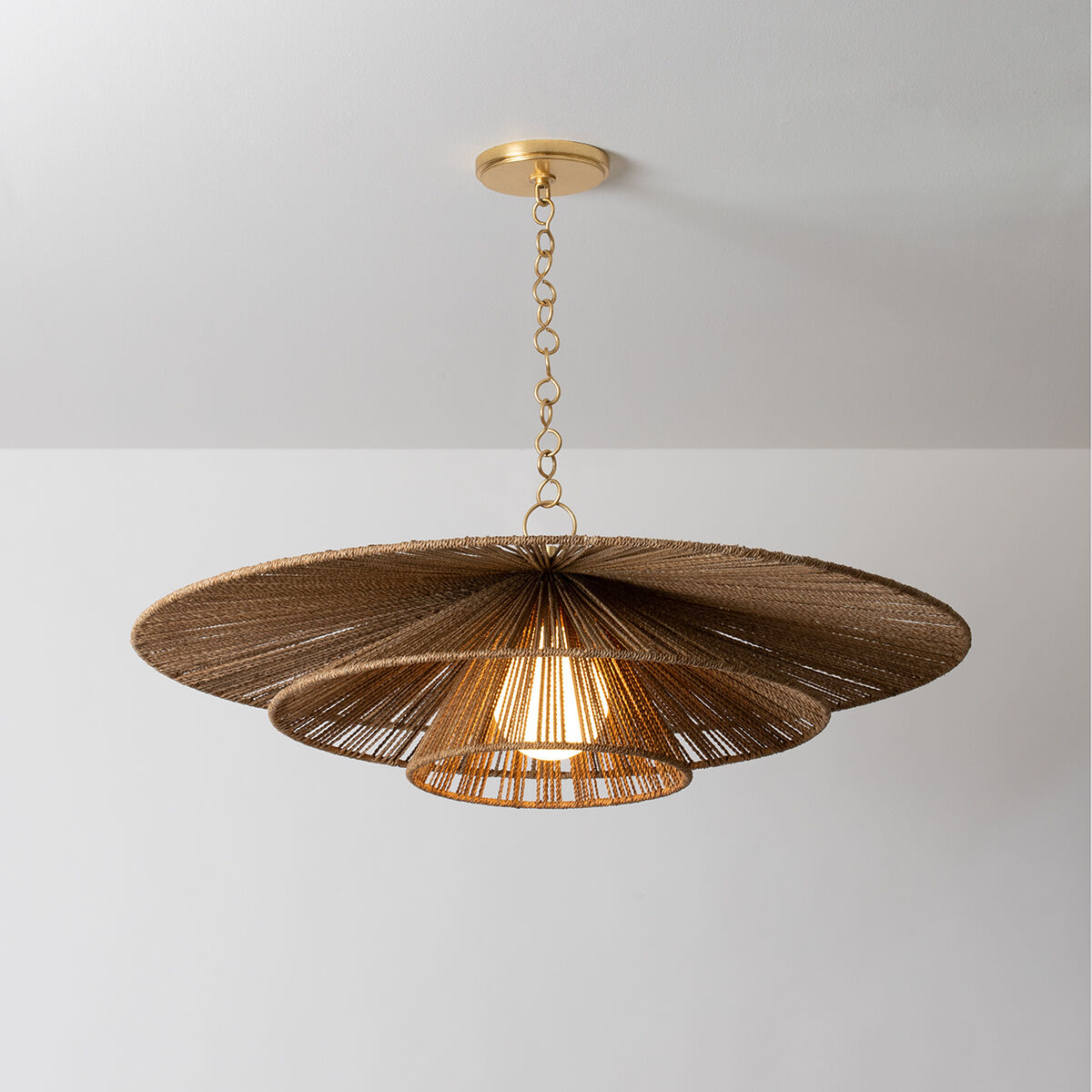 Levan 1 Light 36 inch Vintage Gold Leaf Pendant Ceiling Light