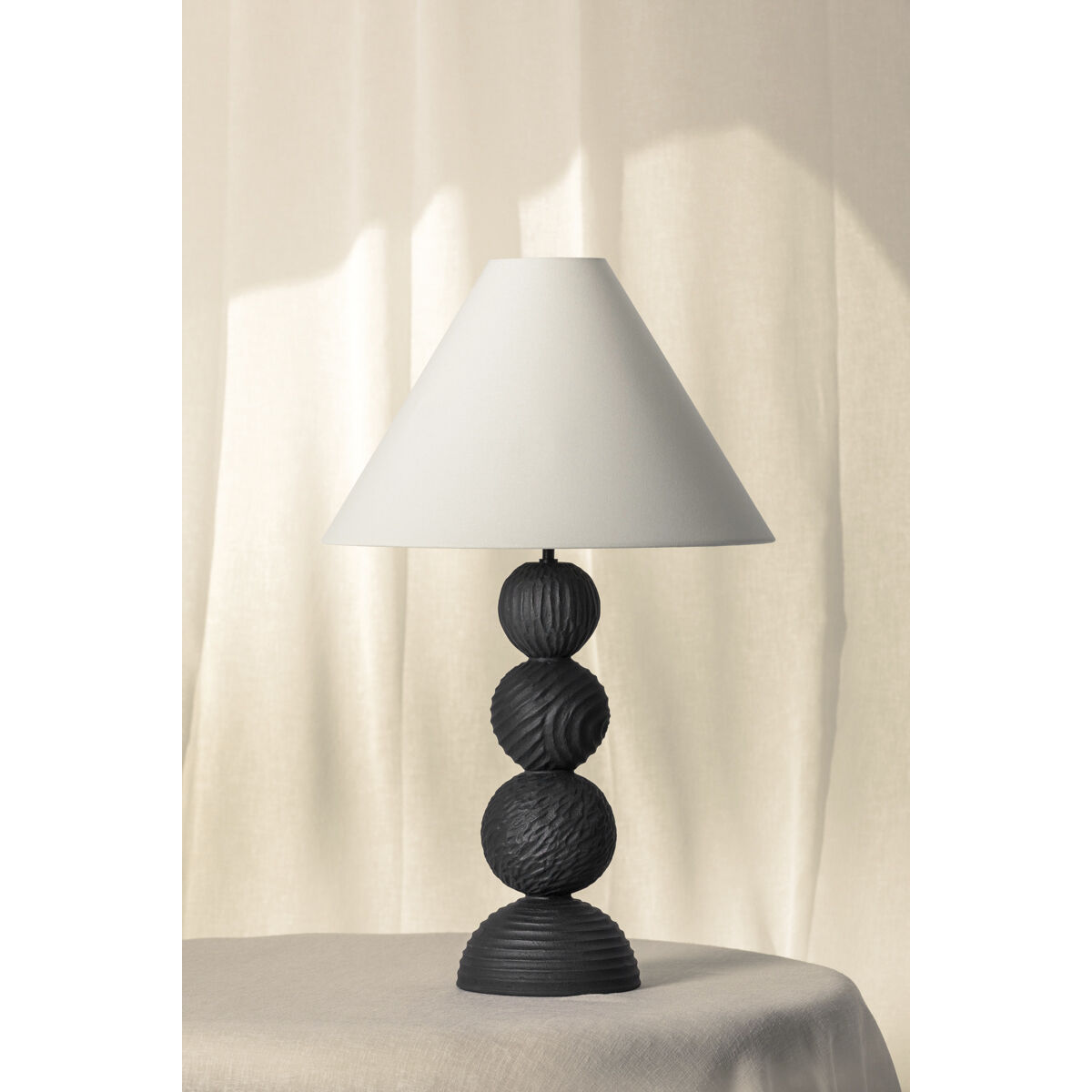Miela 30 inch 15.00 watt Forged Iron/Ceramic Black Motif Table Lamp Portable Light
