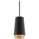 Fahrenheit LED 8.25 inch Textured Black and Vintage Gold Leaf Pendant Ceiling Light