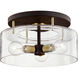 Bergamot Station 3 Light 17 inch Bronze/Brushed Brass Semi Flush Ceiling Light