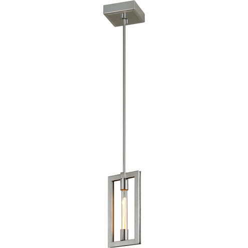 Enigma 1 Light 8 inch Silver Leaf W Stainless Accent Pendant Ceiling Light