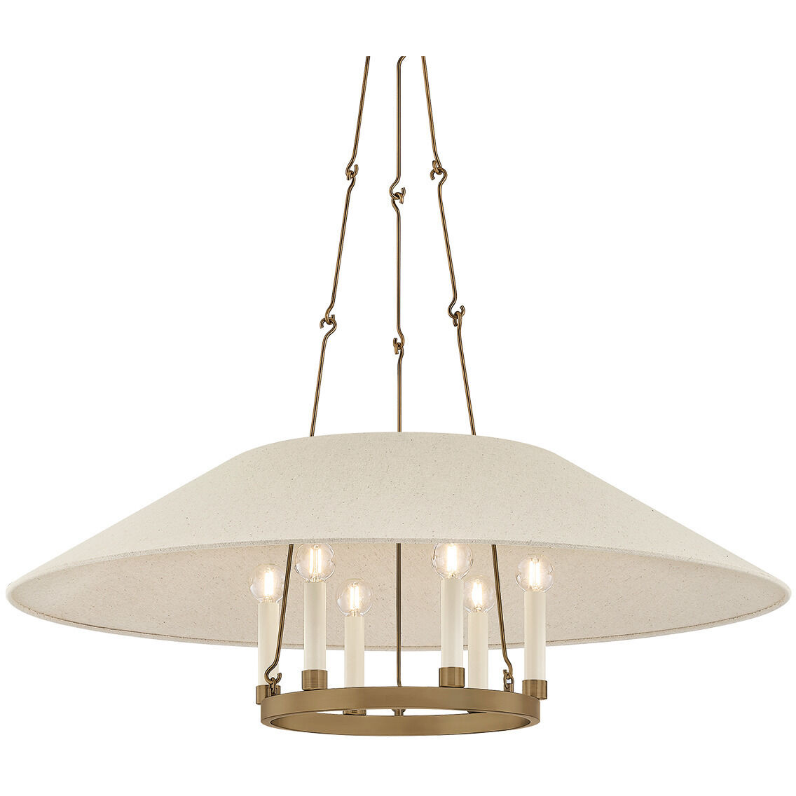 Archive 6 Light 38 inch Patina Brass Chandelier Ceiling Light