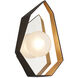 Origami LED 9 inch Bronze With Gold Leaf Wall Sconce Wall Light, Frosted Clear Glass