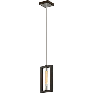 Enigma 1 Light 8 inch Bronze With Polished Stainless Pendant Ceiling Light