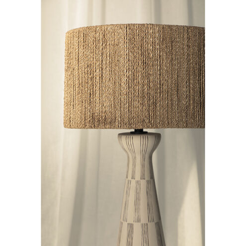 Palma 30 inch 15.00 watt Patina Brass/Ceramic Graphic White Table Lamp Portable Light