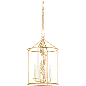 Adrienne 4 Light 15.5 inch Vintage Gold Leaf Indoor Lantern Ceiling Light