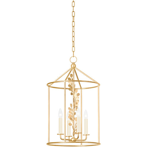 Adrienne 4 Light 15.5 inch Vintage Gold Leaf Indoor Lantern Ceiling Light