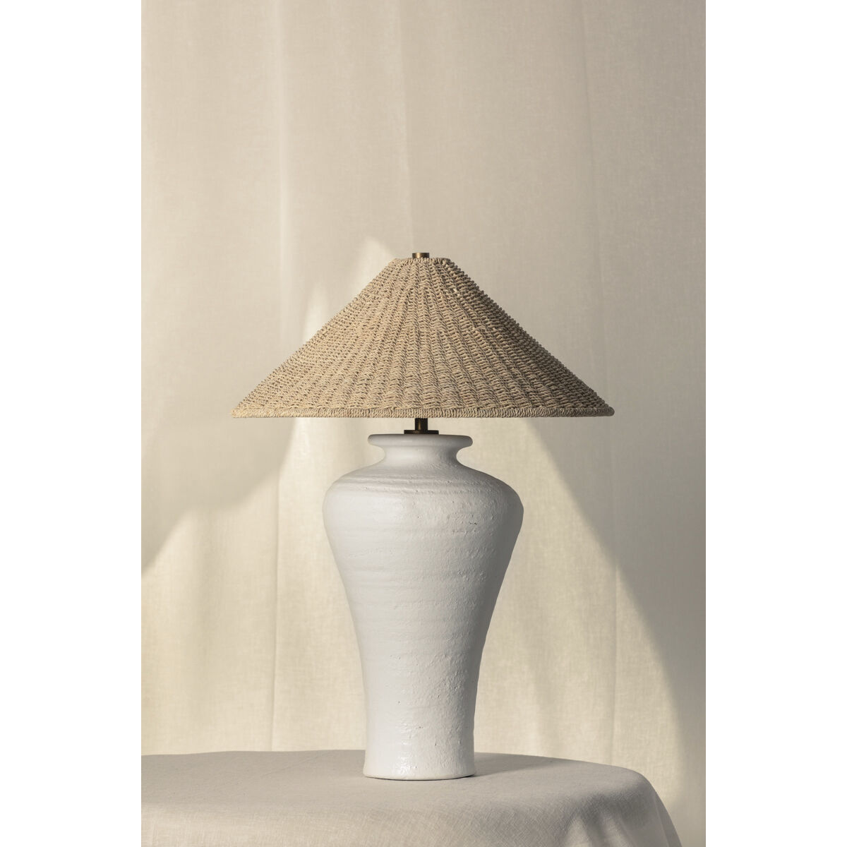 Pezante 30 inch 15.00 watt Patina Brass/Ceramic Loft White Table Lamp Portable Light