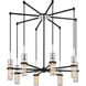 Xavier 8 Light 36 inch Textured Iron and Polished Chrome Chandelier Ceiling Light