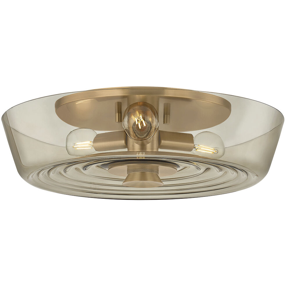 Theodore 3 Light 16 inch Patina Brass Flush Mount Ceiling Light