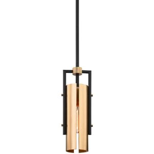 Emerson 1 Light 5 inch Carbide Black and Brushed Brass Pendant Ceiling Light