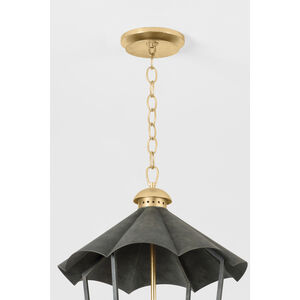Wildomar 3 Light 13.5 inch Vintage Gold Leaf and French Iron Indoor Lantern Ceiling Light