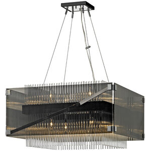 Apollo 8 Light 27 inch Dark Bronze Polished Chrome Chandelier Ceiling Light, Smoked and Clear Glass