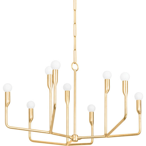Norman 9 Light 32 inch Vintage Gold Leaf Chandelier Ceiling Light