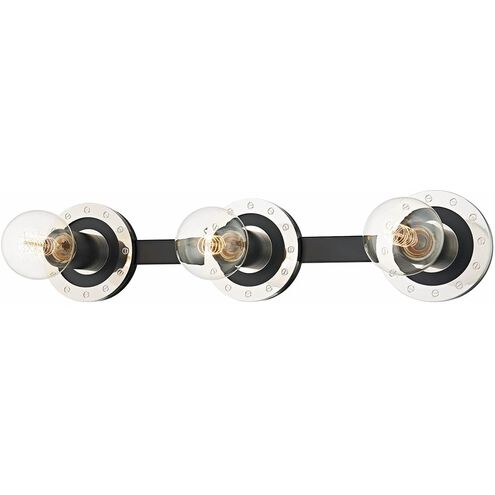 Teo 3 Light 22 inch Polished Nickel/Soft Black Bath And Vanity Wall Light in Polished Nickel/Black