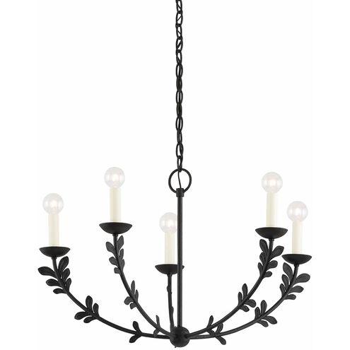 Florian 5 Light 28 inch Black Iron Chandelier Ceiling Light