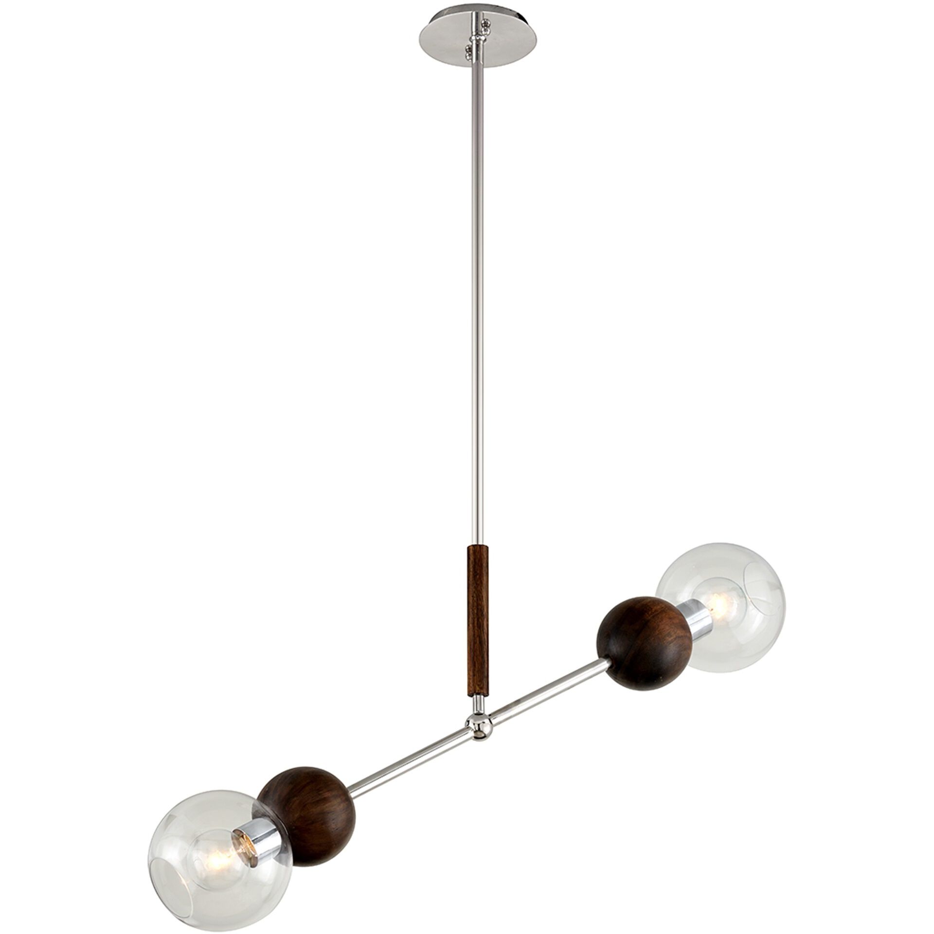 Arlo 2 Light 35 inch Polished Ss And Natural Acacia Linear Ceiling Light