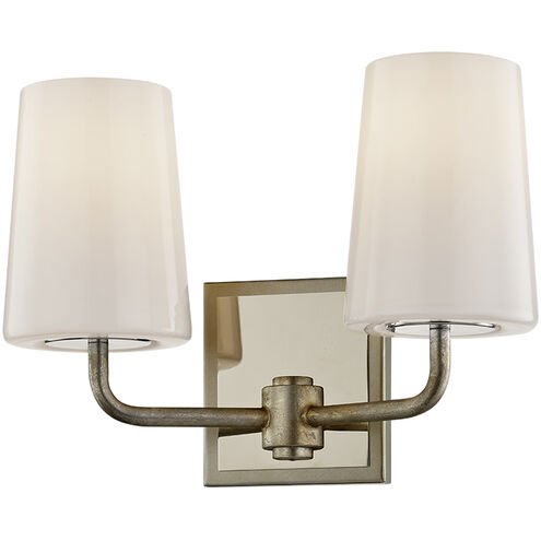 Simone 2 Light 13 inch Silver Leaf Polished Nickel Bath And Vanity Wall Light