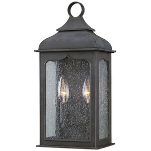Henry Street 2 Light 15 inch Colonial Iron Outdoor Wall Sconce