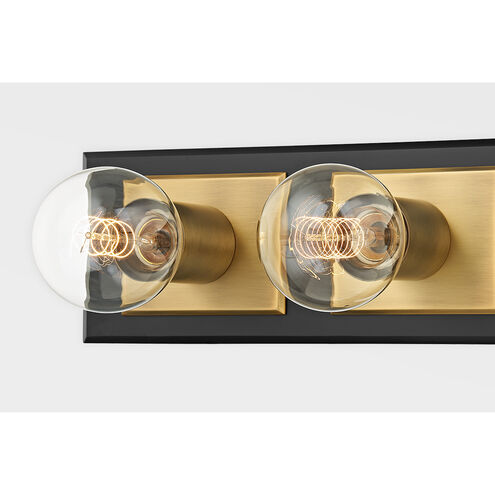 Runyan 3 Light 17.75 inch Patina Brass/Soft Black Bath And Vanity Wall Light in Patina Brass/Black