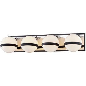 Ace 4 Light 27 inch Carbide Black With Polished Nickel Accents Bath And Vanity Wall Light