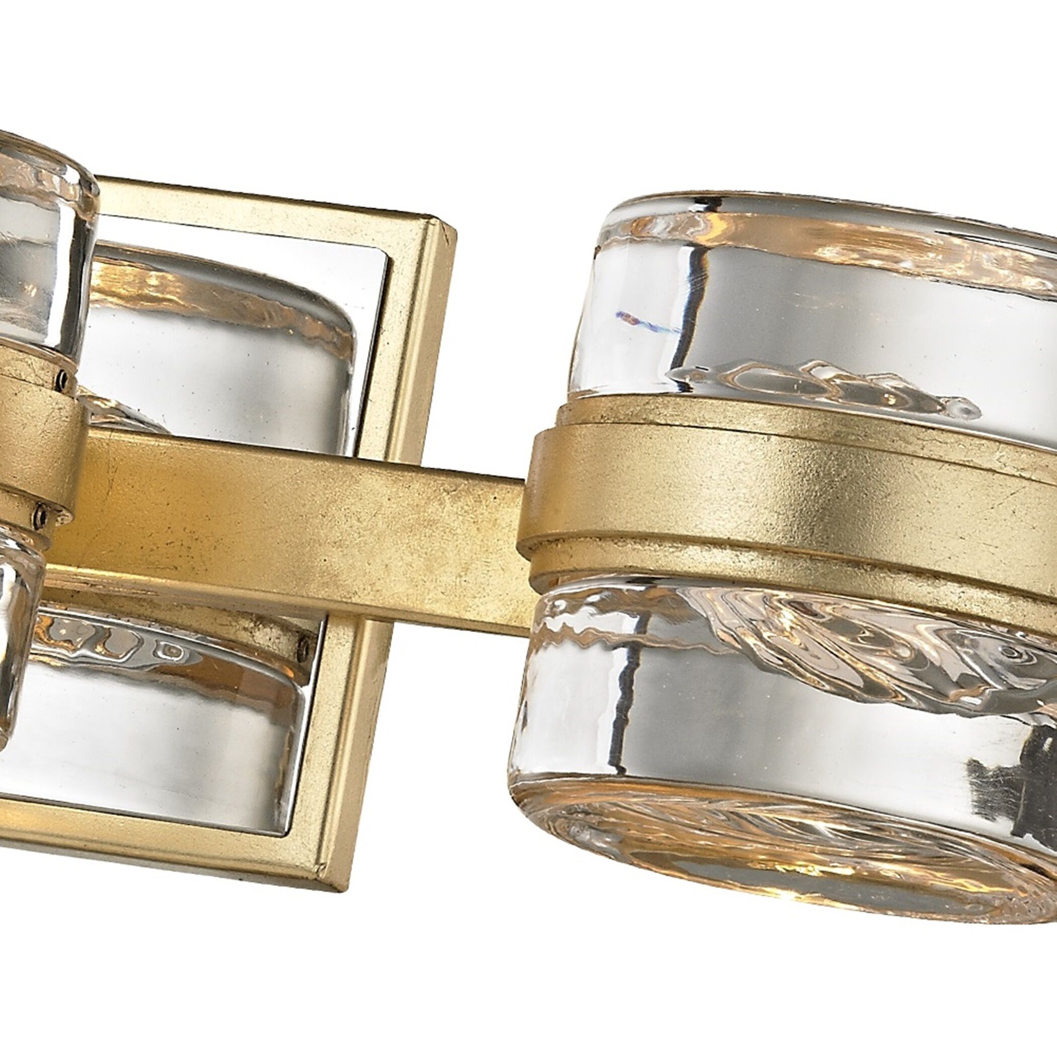 Splash LED 18.25 inch Gold Leaf Bath And Vanity Wall Light, Clear Pressed Glass