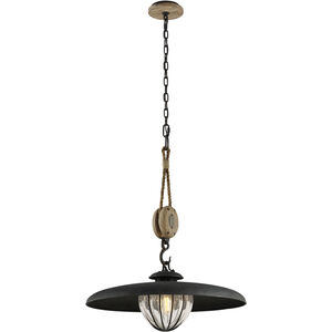 Murphy 1 Light 24 inch Vintage Iron With Rustic Wood Pendant Ceiling Light