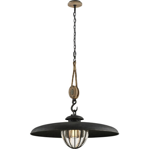 Murphy 1 Light 32 inch Vintage Iron With Rustic Wood Pendant Ceiling Light