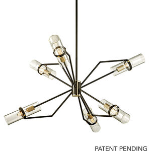Raef 6 Light 36 inch Textured Bronze/Brushed Brass Chandelier Ceiling Light