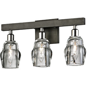 Citizen 3 Light 17 inch Graphite And Polished Nickel Bath And Vanity Wall Light, Clear Pressed Glass