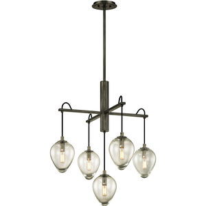 Brixton 5 Light 26 inch Gun Metal With Smoked Chrome Chandelier Ceiling Light
