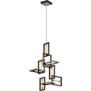 Enigma 7 Light 25 inch Bronze With Polished Stainless Chandelier Ceiling Light
