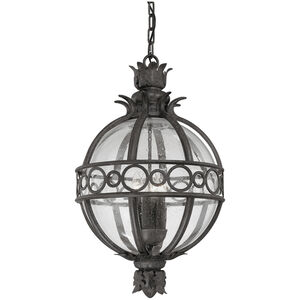 Campanile 3 Light 13.75 inch French Iron Outdoor Pendant