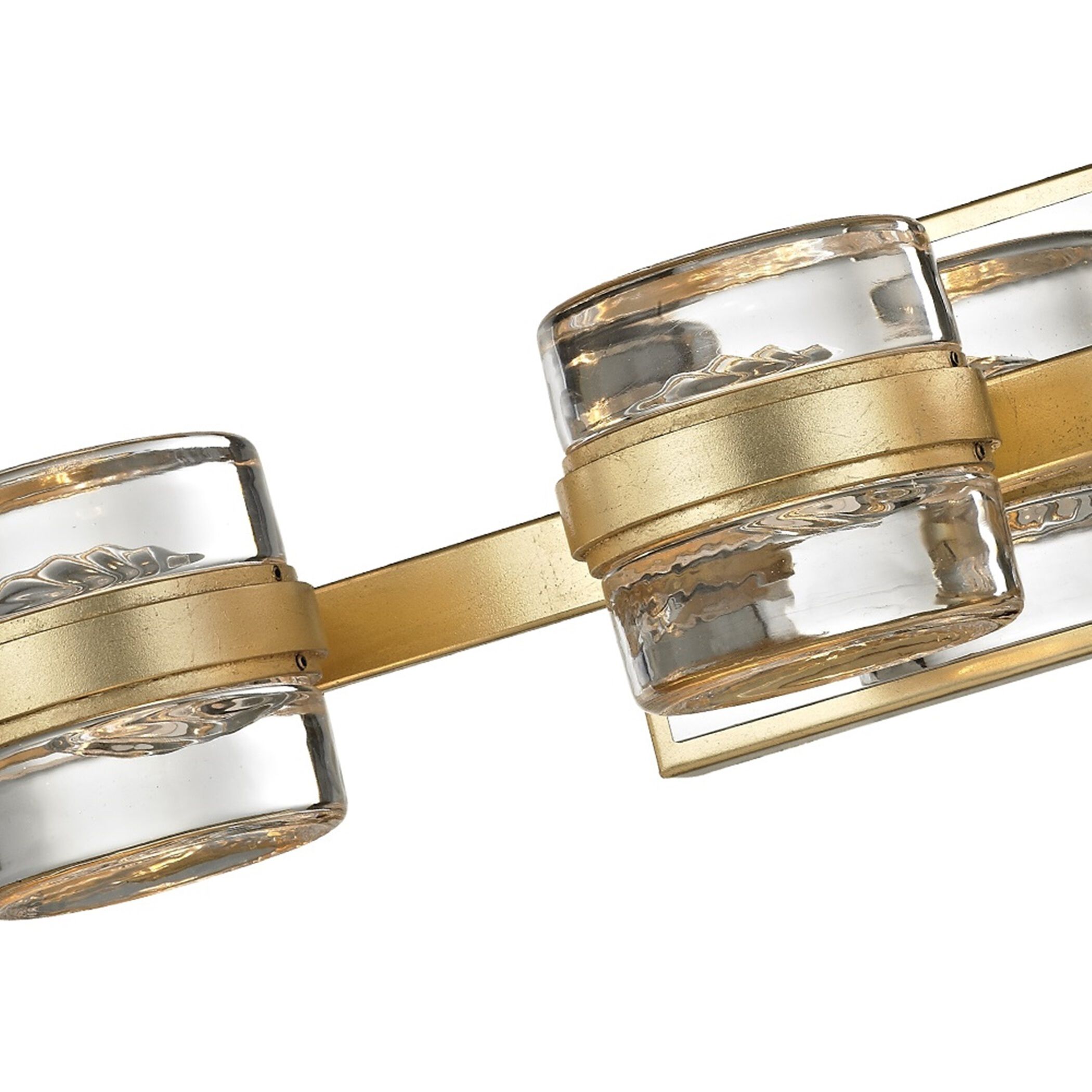 Splash LED 18.25 inch Gold Leaf Bath And Vanity Wall Light, Clear Pressed Glass