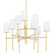 River 9 Light 36 inch Vintage Gold Leaf Chandelier Ceiling Light