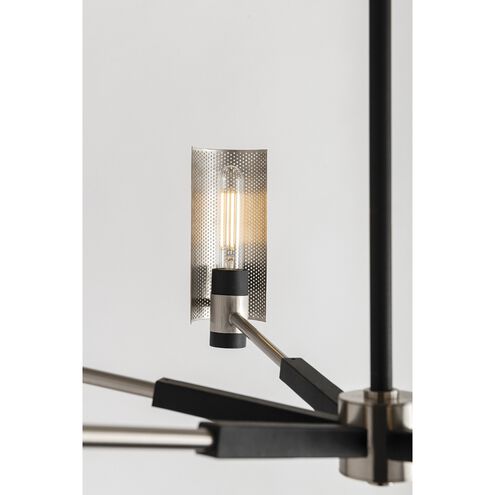 Pilsen 6 Light 30 inch Carbide Black W Satin Nickel Accents Chandelier Ceiling Light